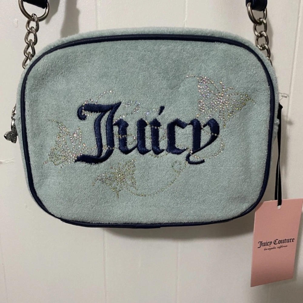 Juicy Couture NWT Blue Wingin It Butterfly Camera Crossbody Women Bag Brand New
